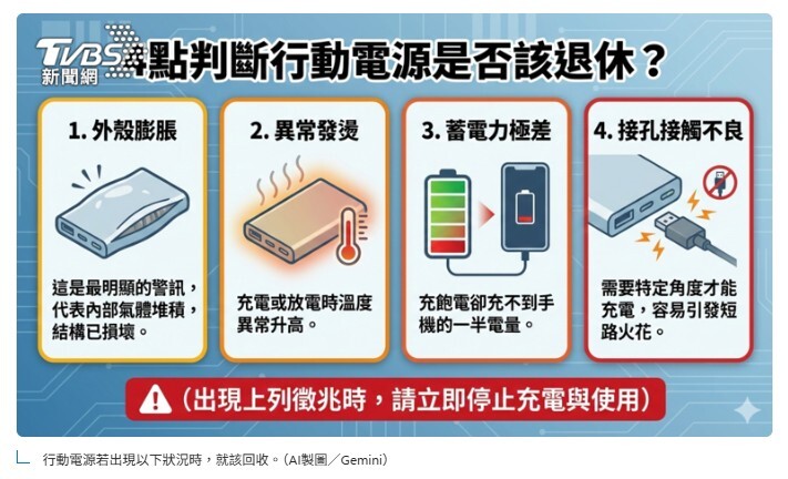 行動電源故障示意圖